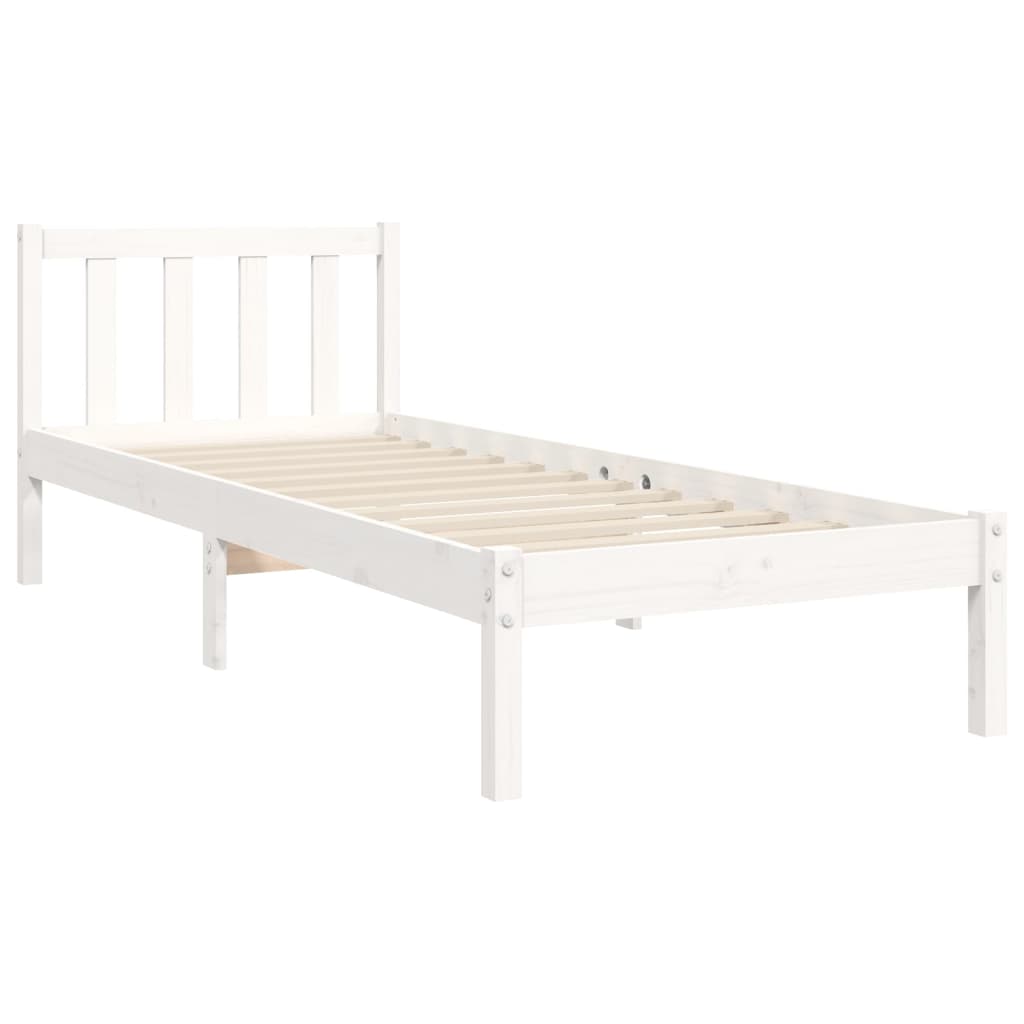 fehér tömör fenyőfa ágy matrac nélkül 90 x 200 cm