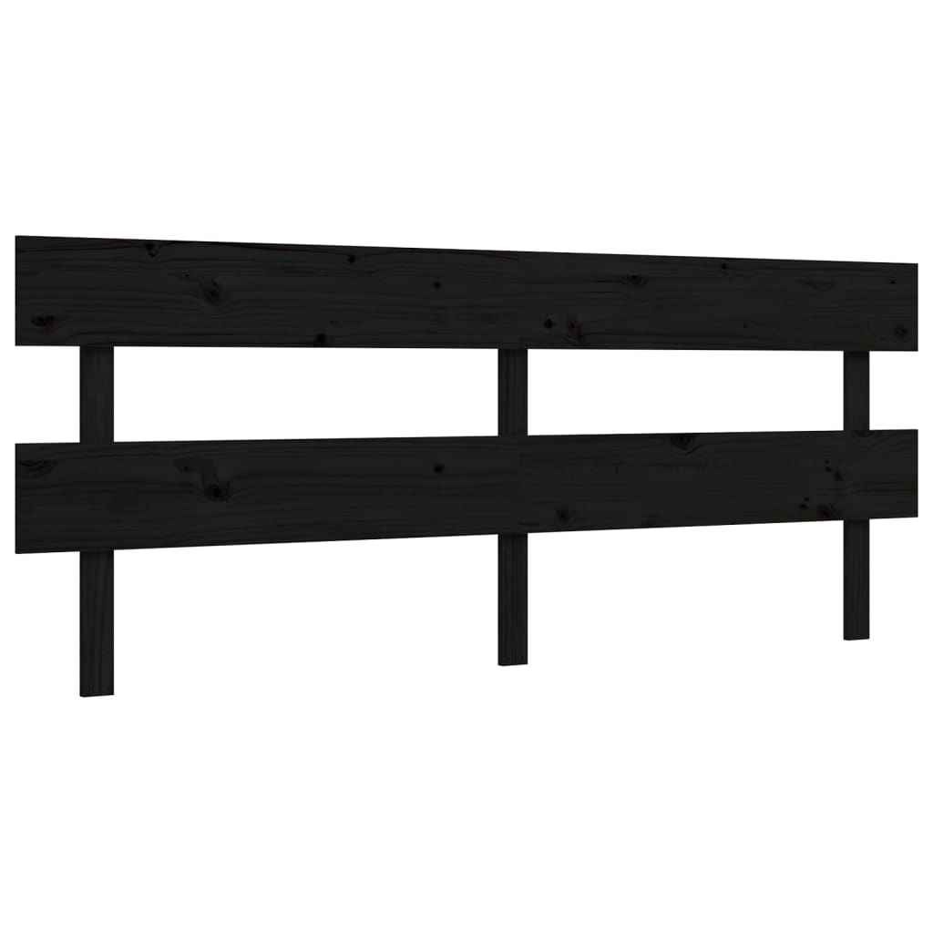 fekete tömör fa ágykeret fejtámlával 200 x 200 cm