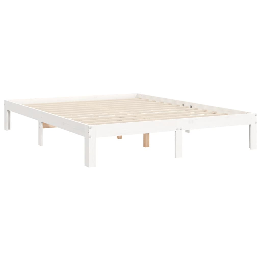 fehér tömör fenyőfa ágy matrac nélkül 140x190 cm