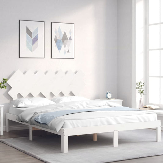 fehér tömör fenyőfa ágy matrac nélkül 140 x 200 cm