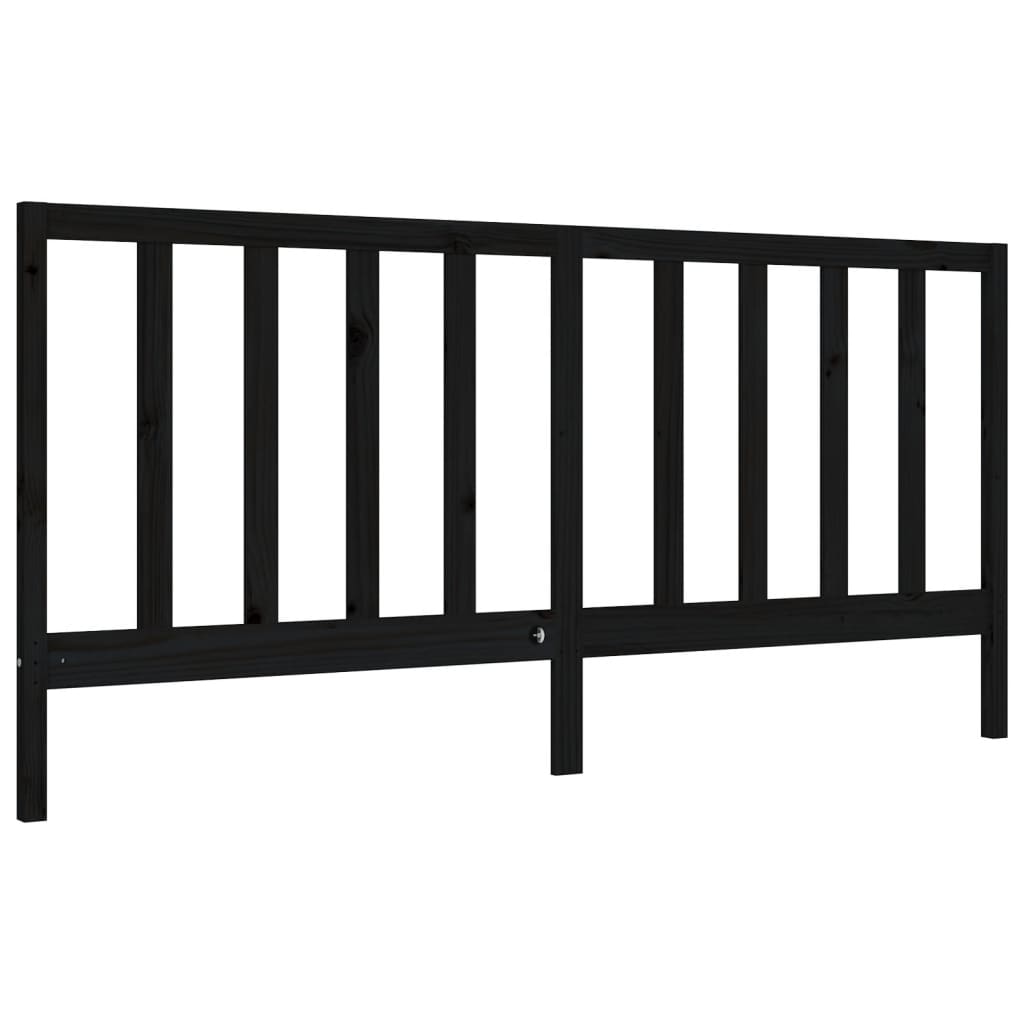 fekete tömör fa ágykeret fejtámlával 200 x 200 cm