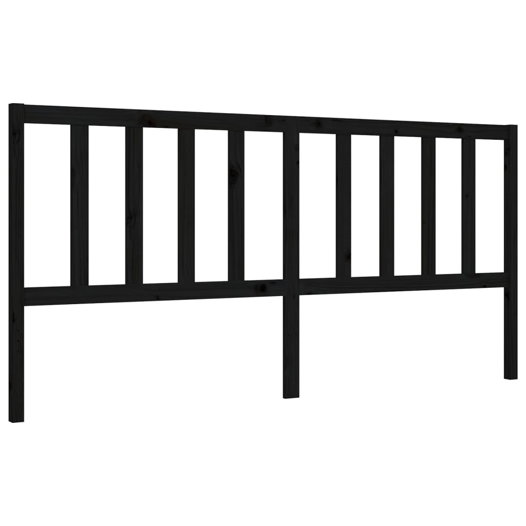 fekete tömör fa ágykeret fejtámlával 200 x 200 cm
