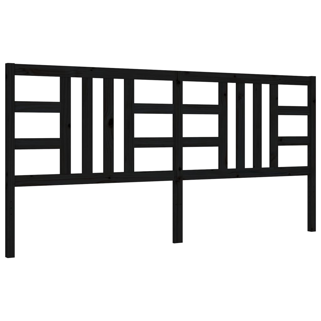 fekete tömör fa ágykeret fejtámlával 200 x 200 cm