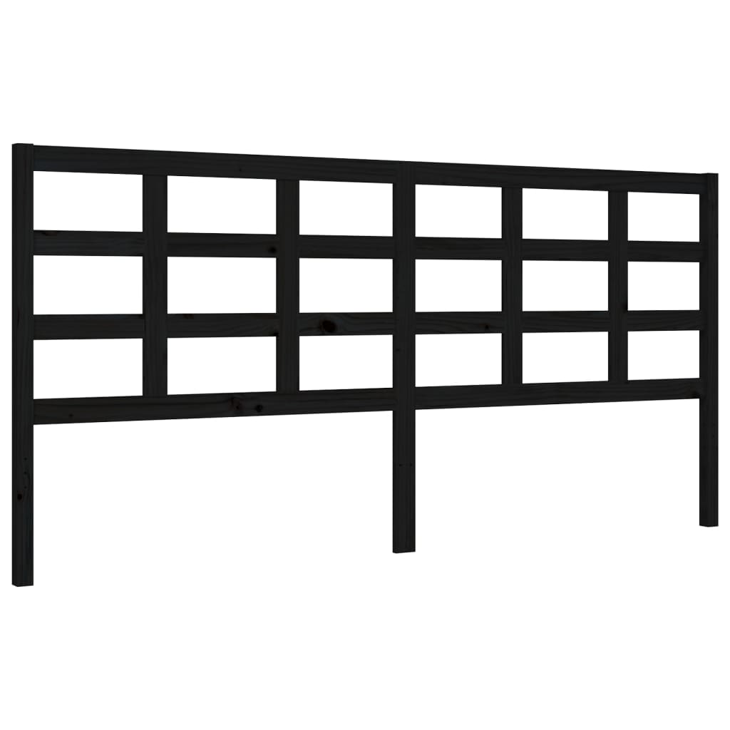 fekete tömör fa ágykeret fejtámlával 200 x 200 cm