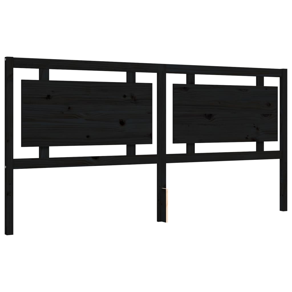 fekete tömör fa ágykeret fejtámlával 200 x 200 cm