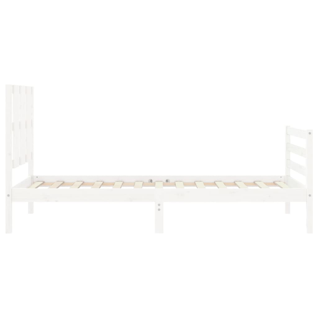 fehér tömör fa ágykeret fejtámlával 90 x 200 cm