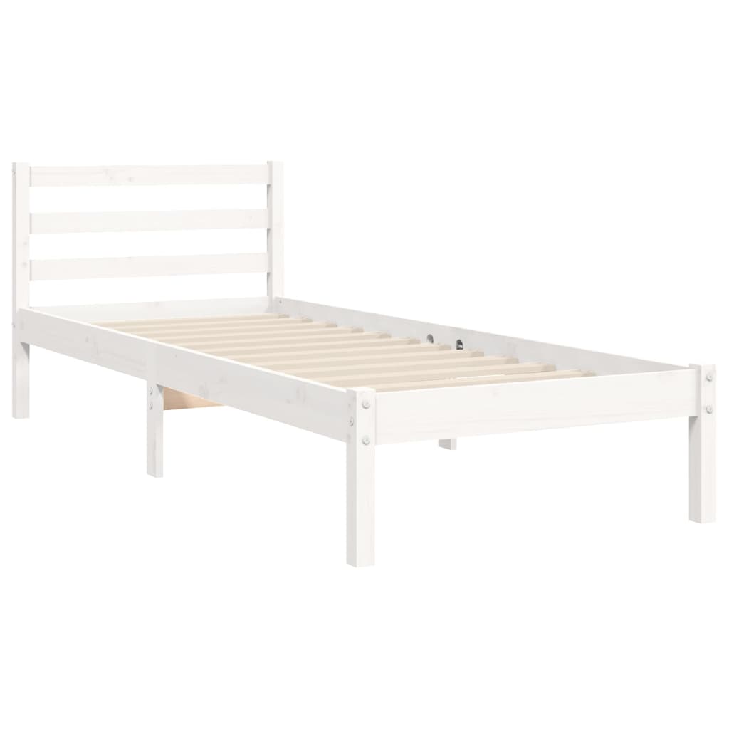 fehér tömör fa ágykeret fejtámlával 90 x 200 cm