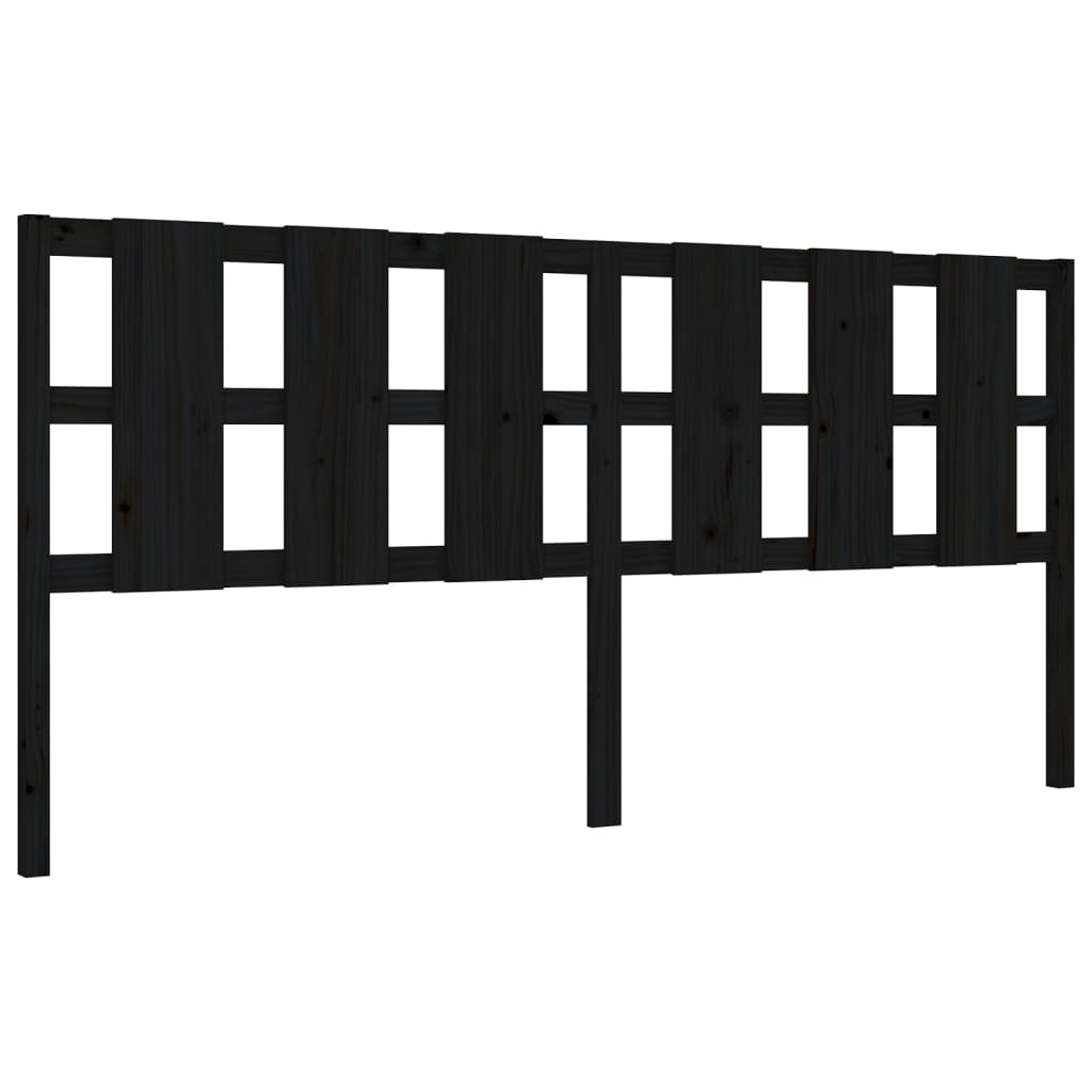 fekete tömör fa ágykeret fejtámlával 200 x 200 cm