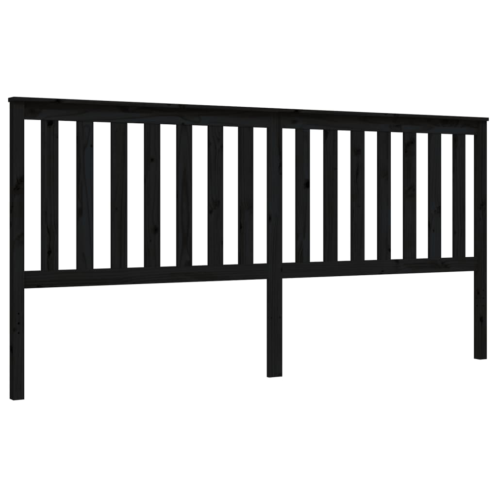 fekete tömör fa ágykeret fejtámlával 200 x 200 cm