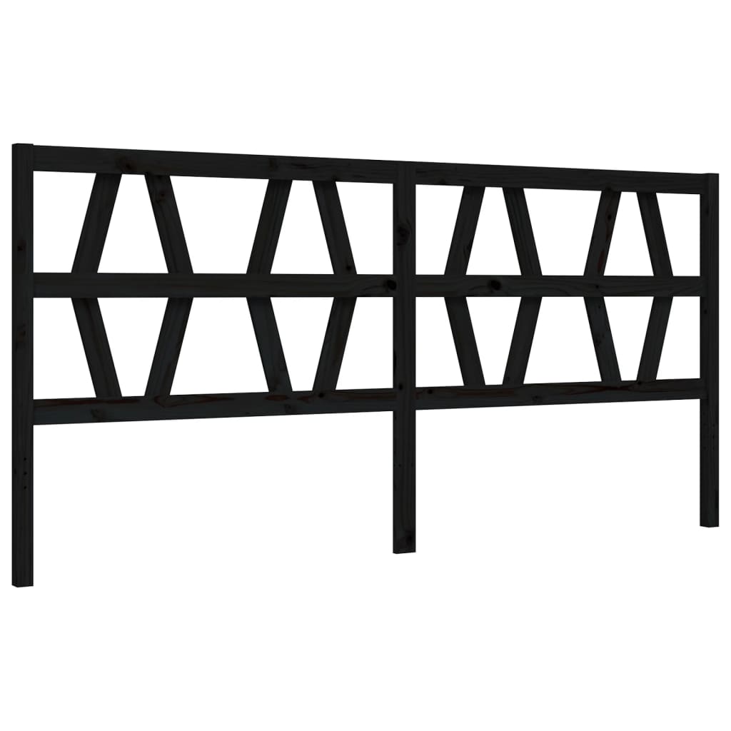 fekete tömör fa ágykeret fejtámlával 200 x 200 cm
