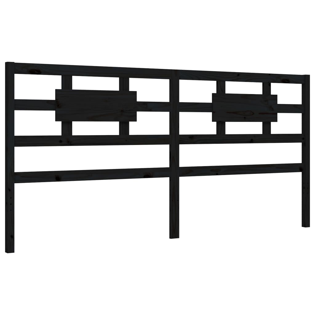 fekete tömör fa ágykeret fejtámlával 200 x 200 cm
