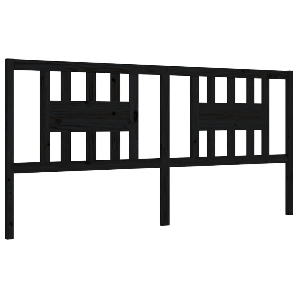 fekete tömör fa ágykeret fejtámlával 200 x 200 cm