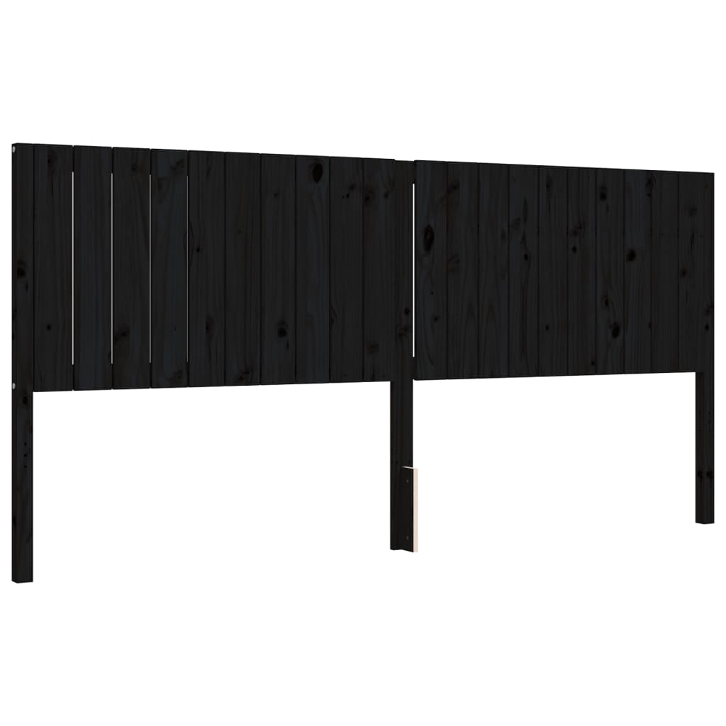 fekete tömör fa ágykeret fejtámlával 200 x 200 cm