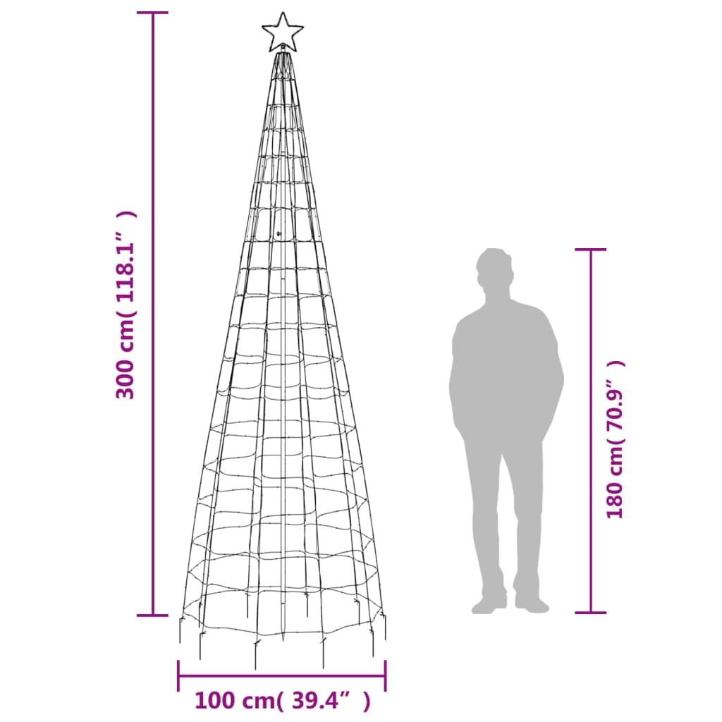 színes LED karácsonyfa tüskékkel 570 LED 300 cm