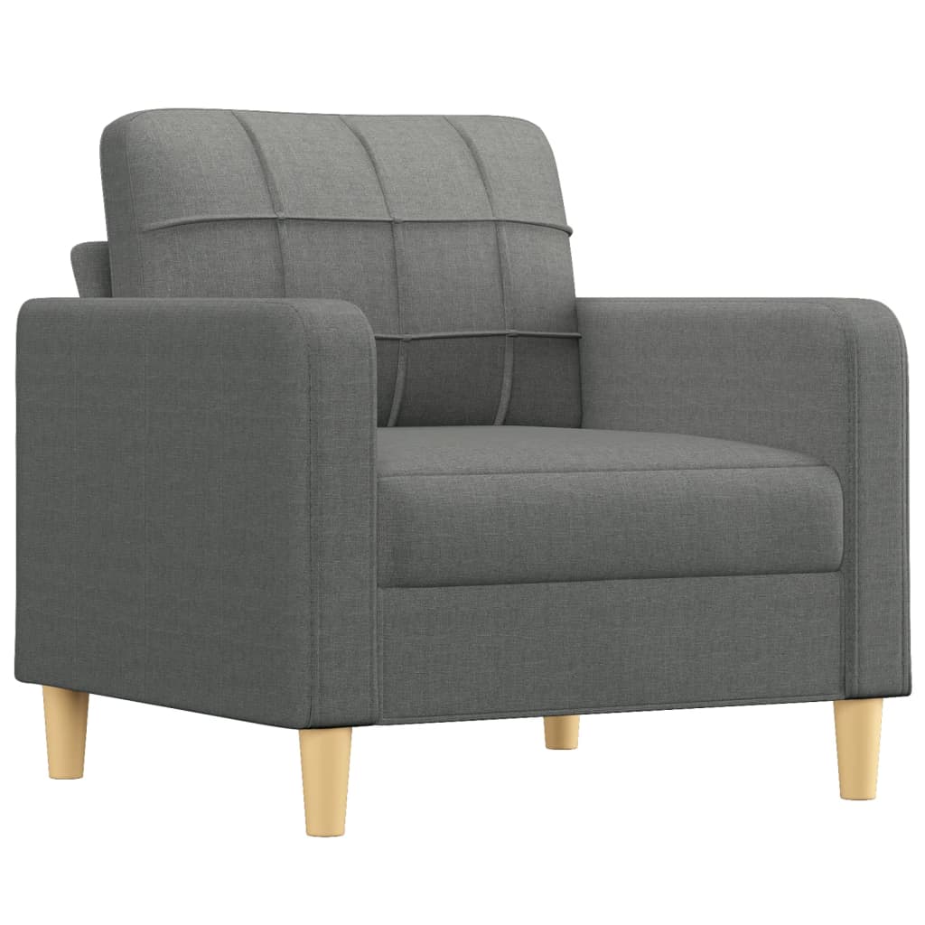 sötétszürke szövet kanapéfotel lábtartóval 60 cm