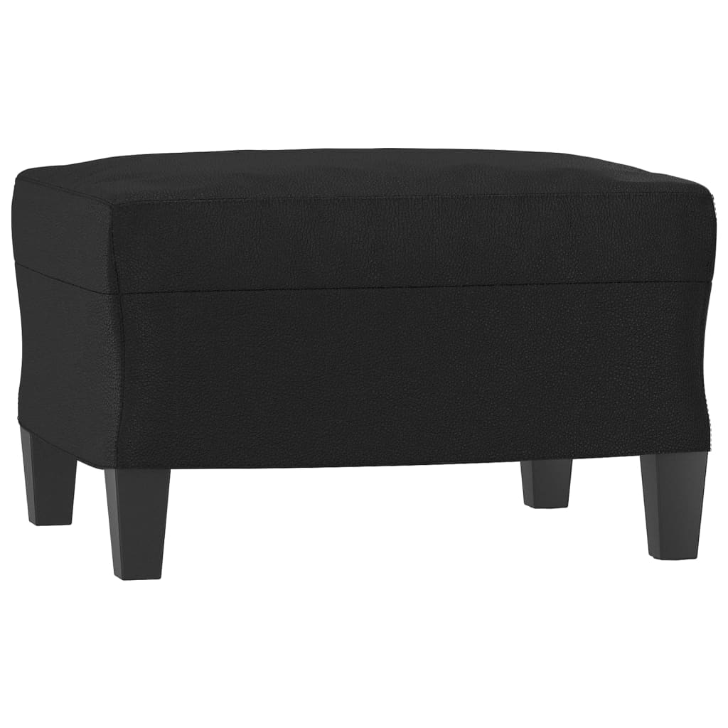 fekete műbőr kanapéfotel lábtartóval 60 cm