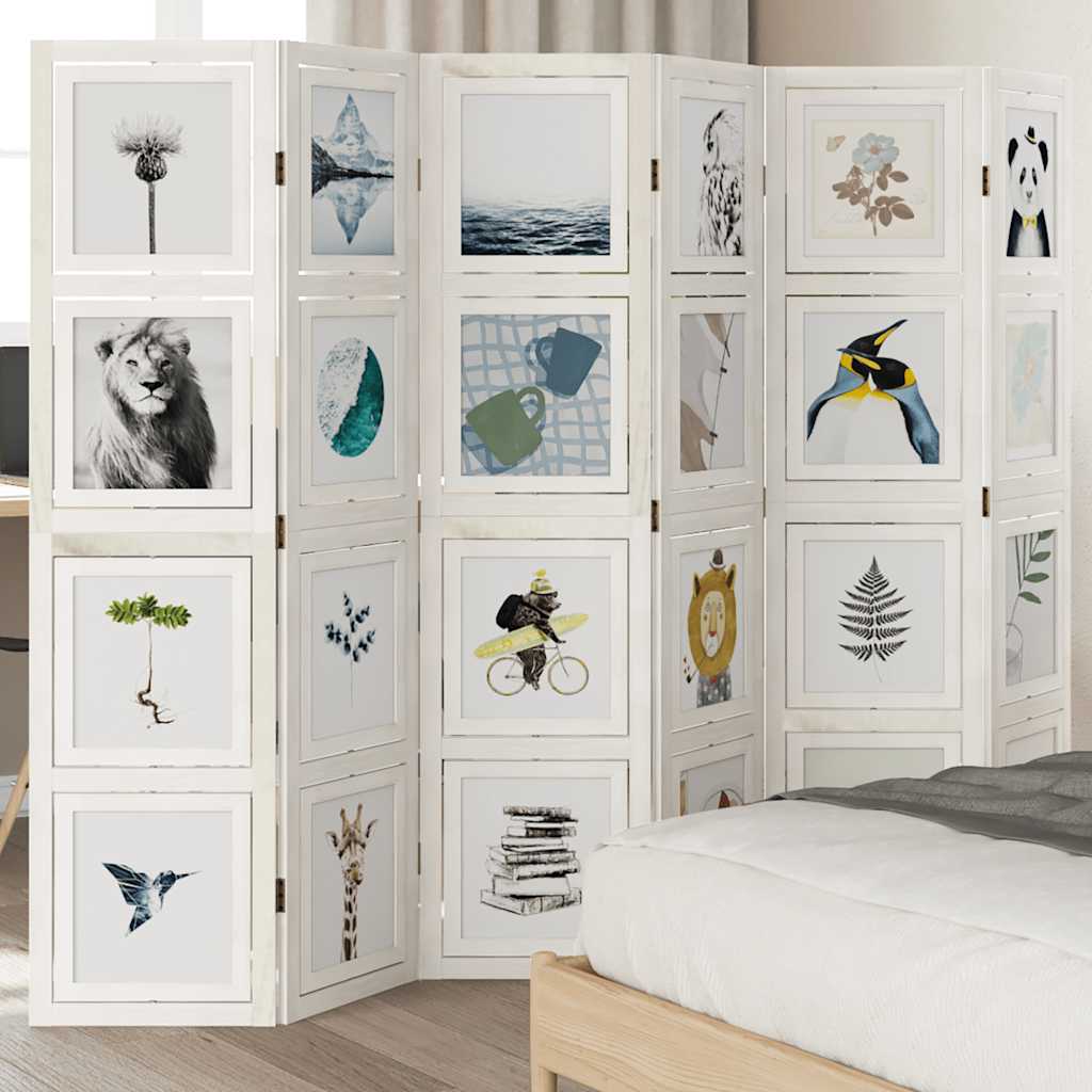 6 paneles fehér tömör császárfa térelválasztó