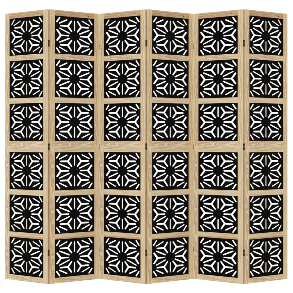 6 paneles barna és fekete tömör császárfa térelválasztó