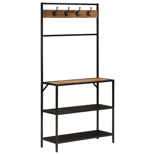 tömör mangófa és vas ruhafogas 90 x 35 x 180 cm