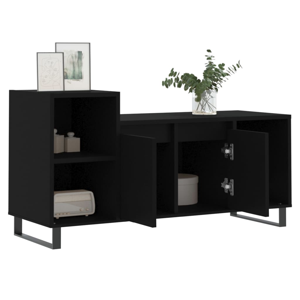 fekete szerelt fa TV-szekrény 100x35x55 cm
