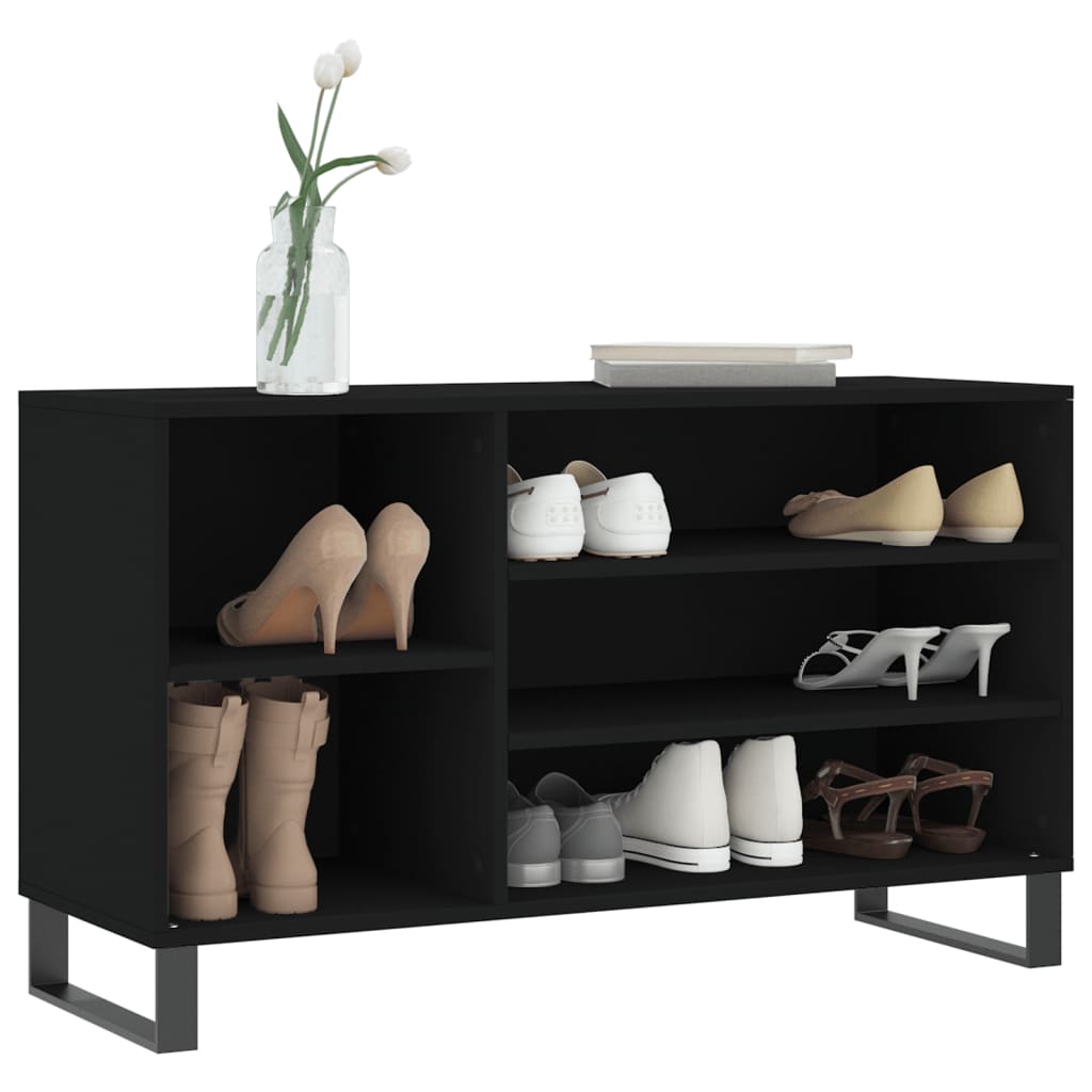 fekete szerelt fa cipősszekrény 102x36x60 cm