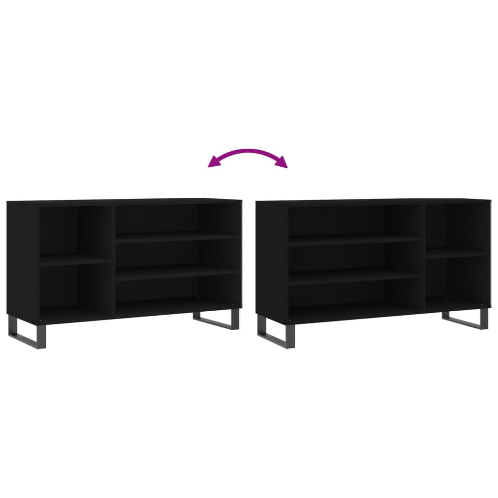 fekete szerelt fa cipősszekrény 102x36x60 cm