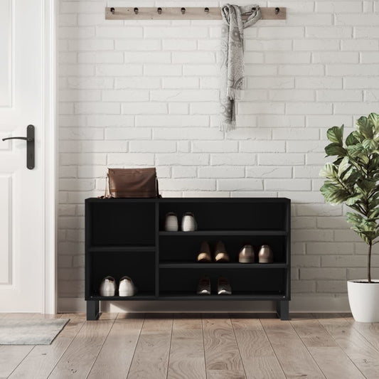 fekete szerelt fa cipősszekrény 102x36x60 cm