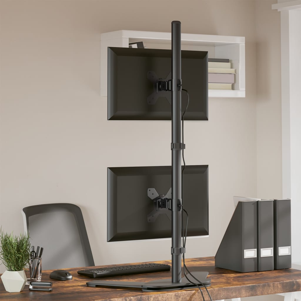 dupla fekete acél monitorállvány VESA 75/100 mm