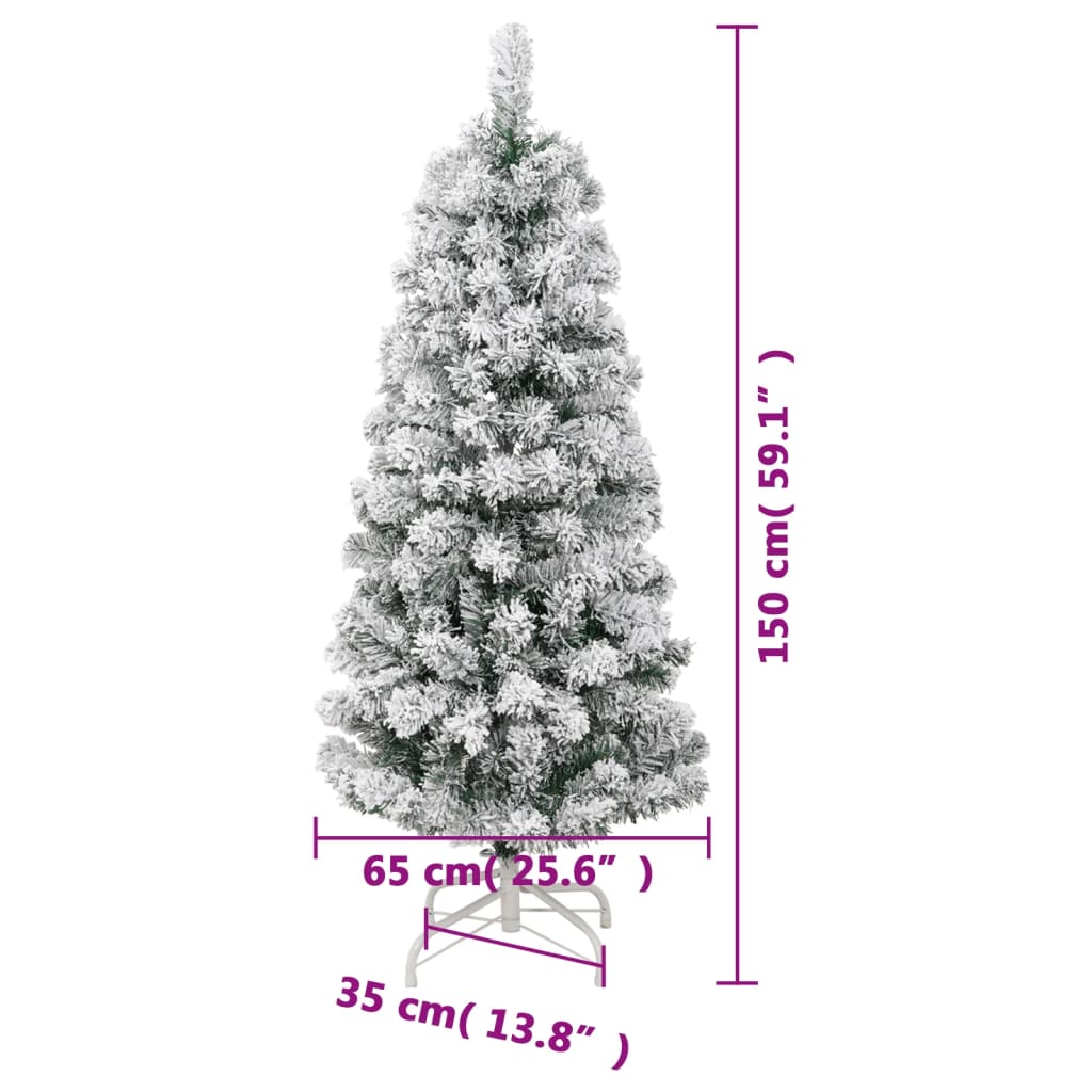 csuklópántos műkarácsonyfa hóval 150 cm