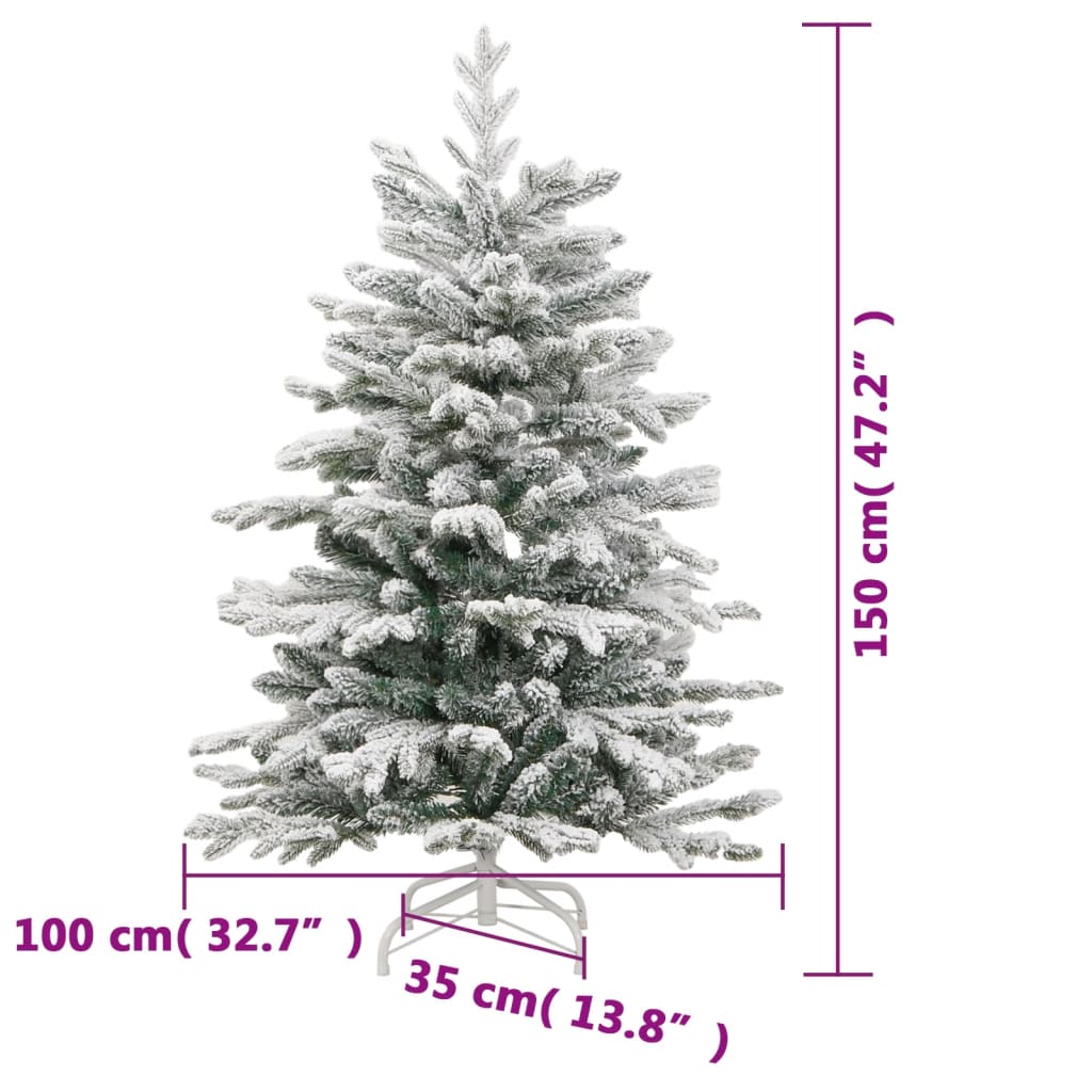 csuklópántos műkarácsonyfa hóval 150 cm