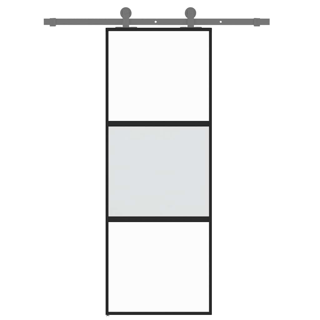 fekete edzett üveg és alumínium tolóajtó 76 x 205 cm