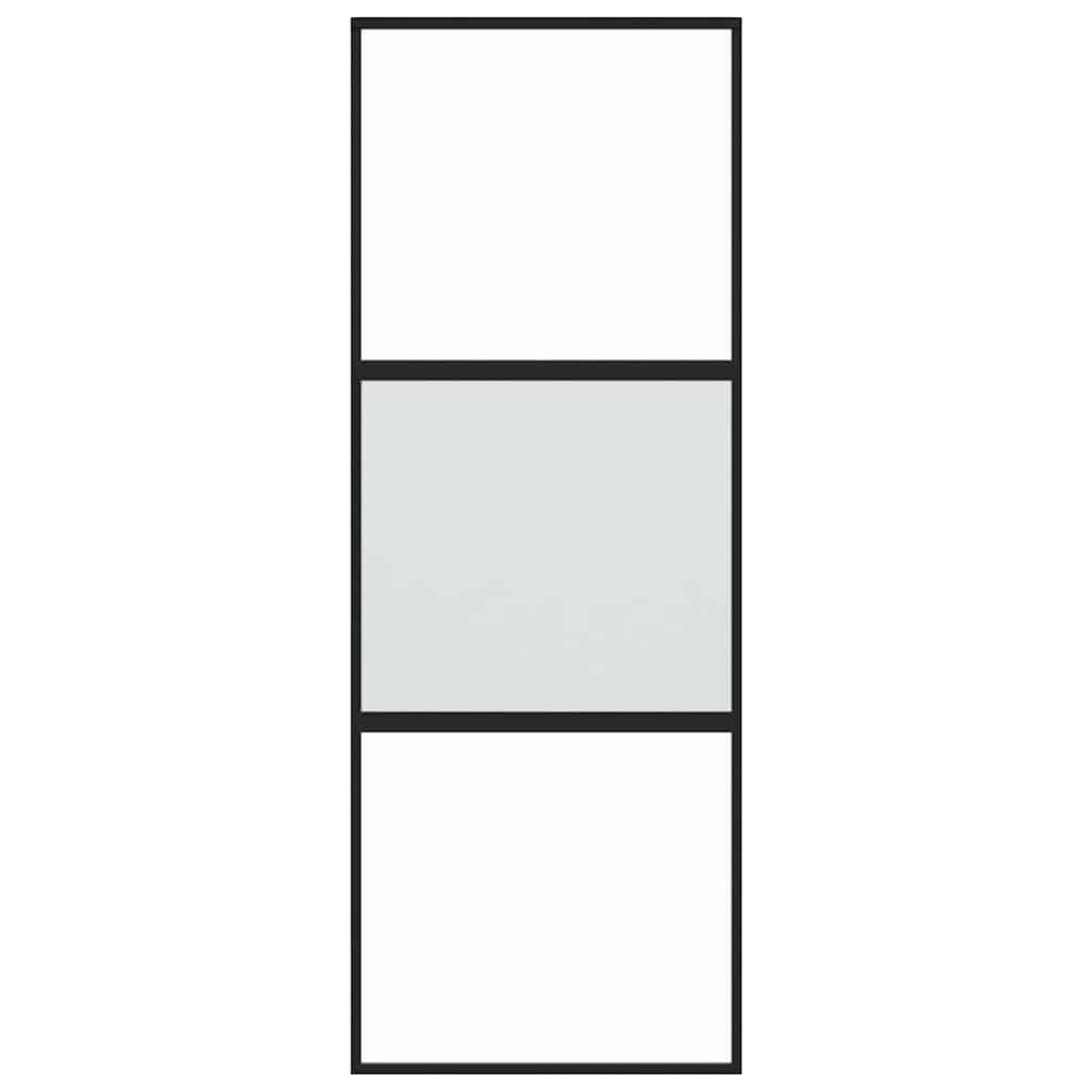 fekete edzett üveg és alumínium tolóajtó 76 x 205 cm