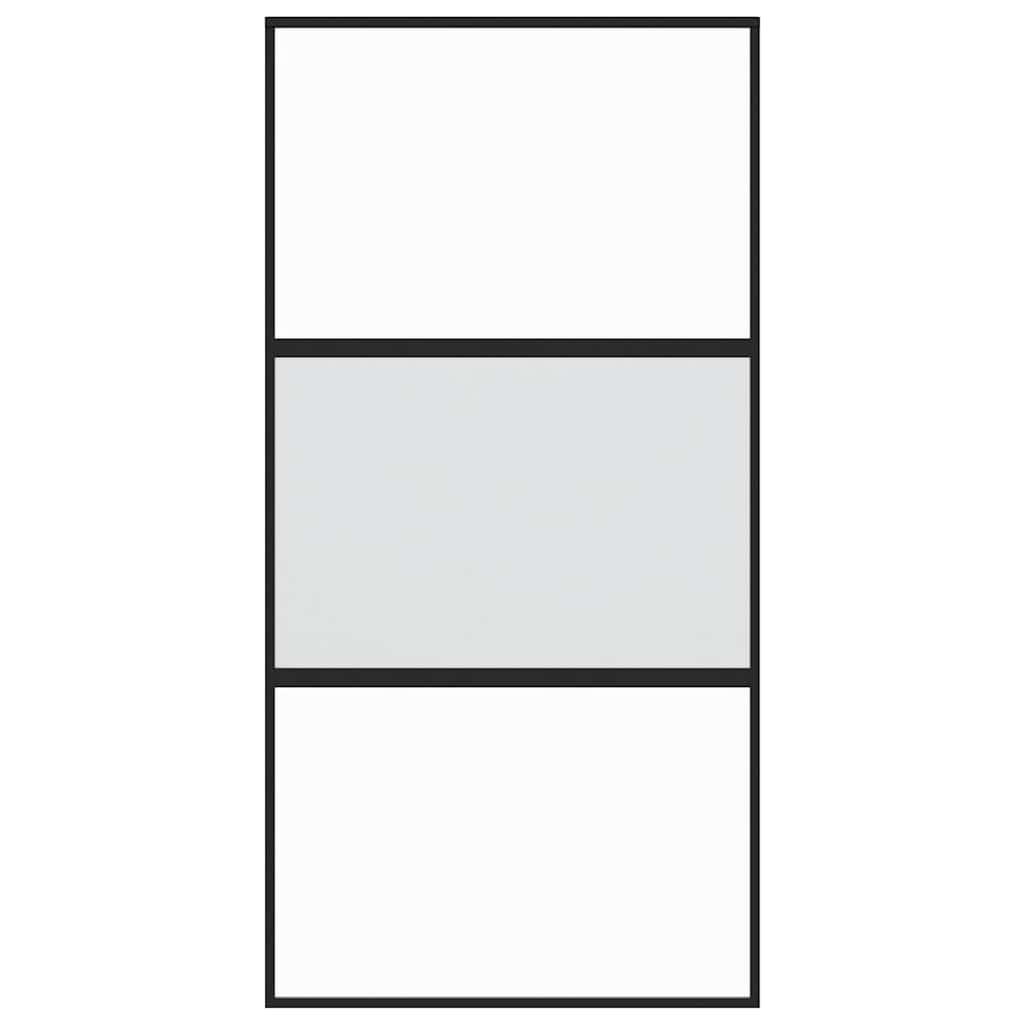 fekete edzett üveg és alumínium tolóajtó 102,5 x 205 cm