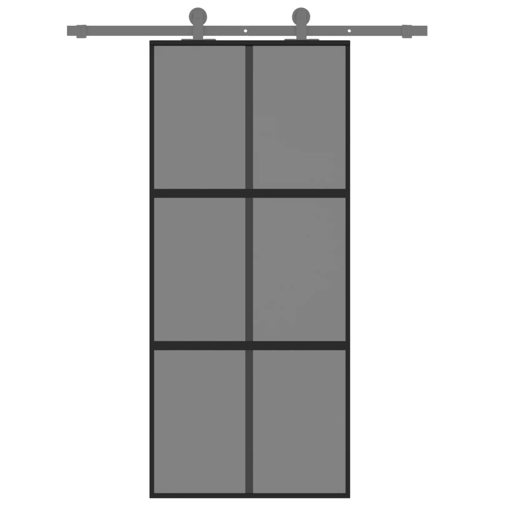 fekete edzett üveg és alumínium tolóajtó 90 x 205 cm
