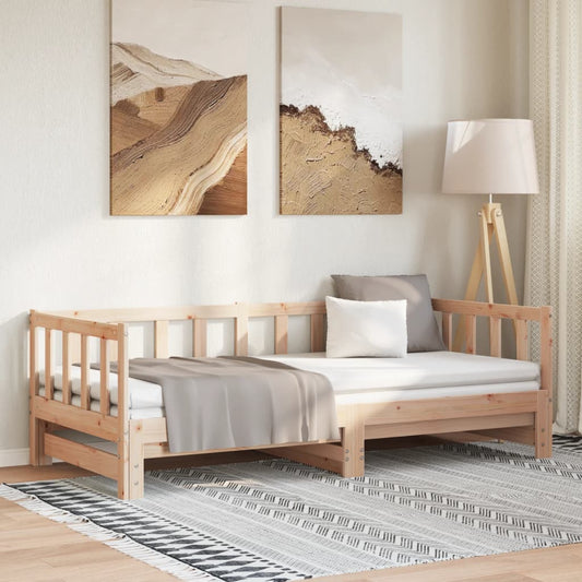 tömör fenyőfa kihúzható kanapéágy 90 x 200 cm
