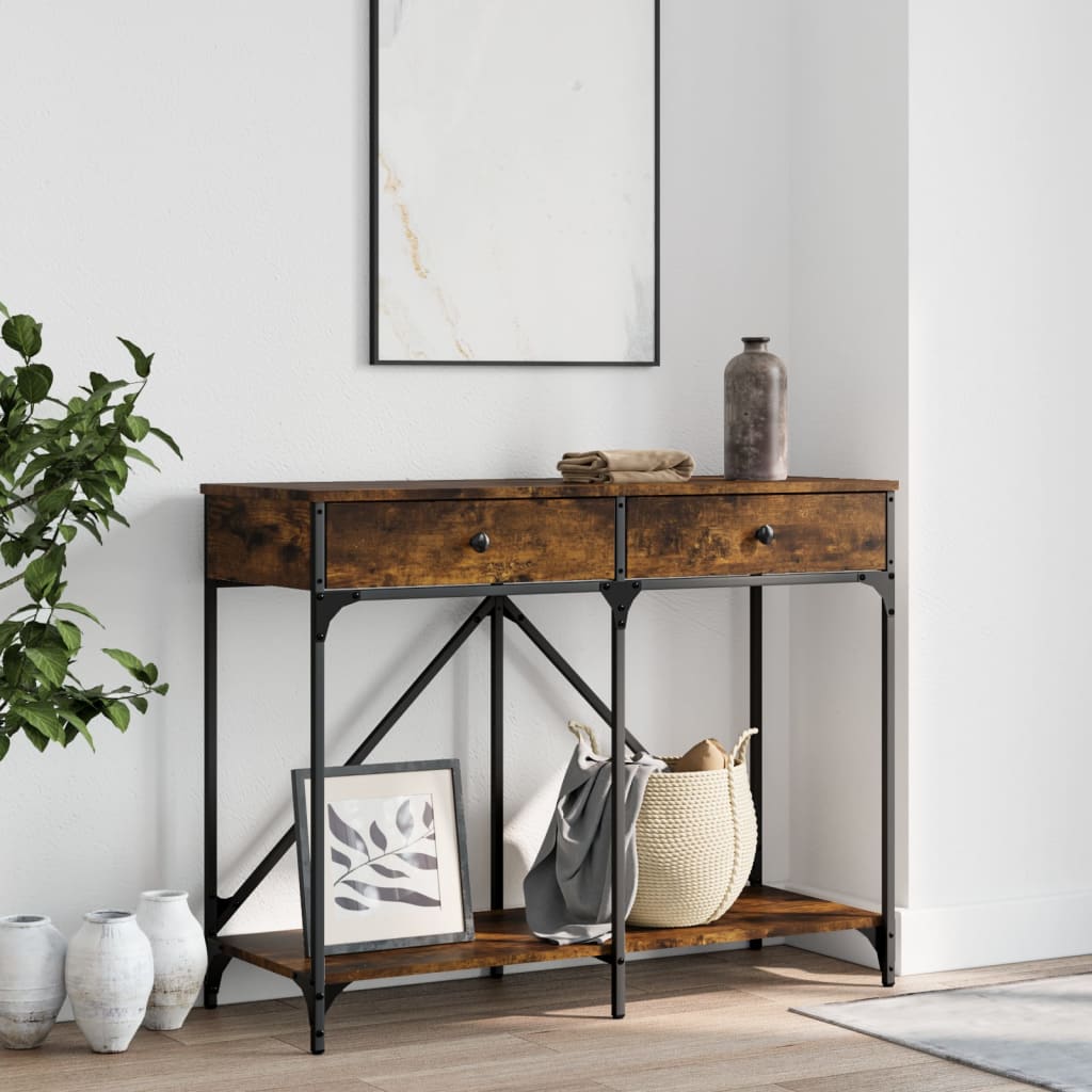 füstös tölgy színű szerelt fa tálalóasztal 100 x 39 x 78,5 cm
