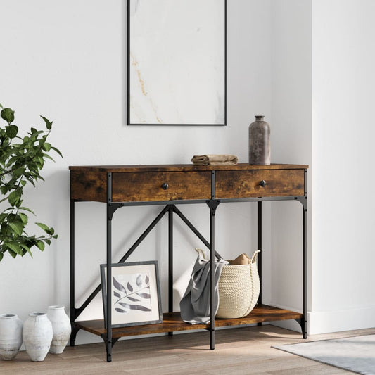 füstös tölgy színű szerelt fa tálalóasztal 100 x 39 x 78,5 cm