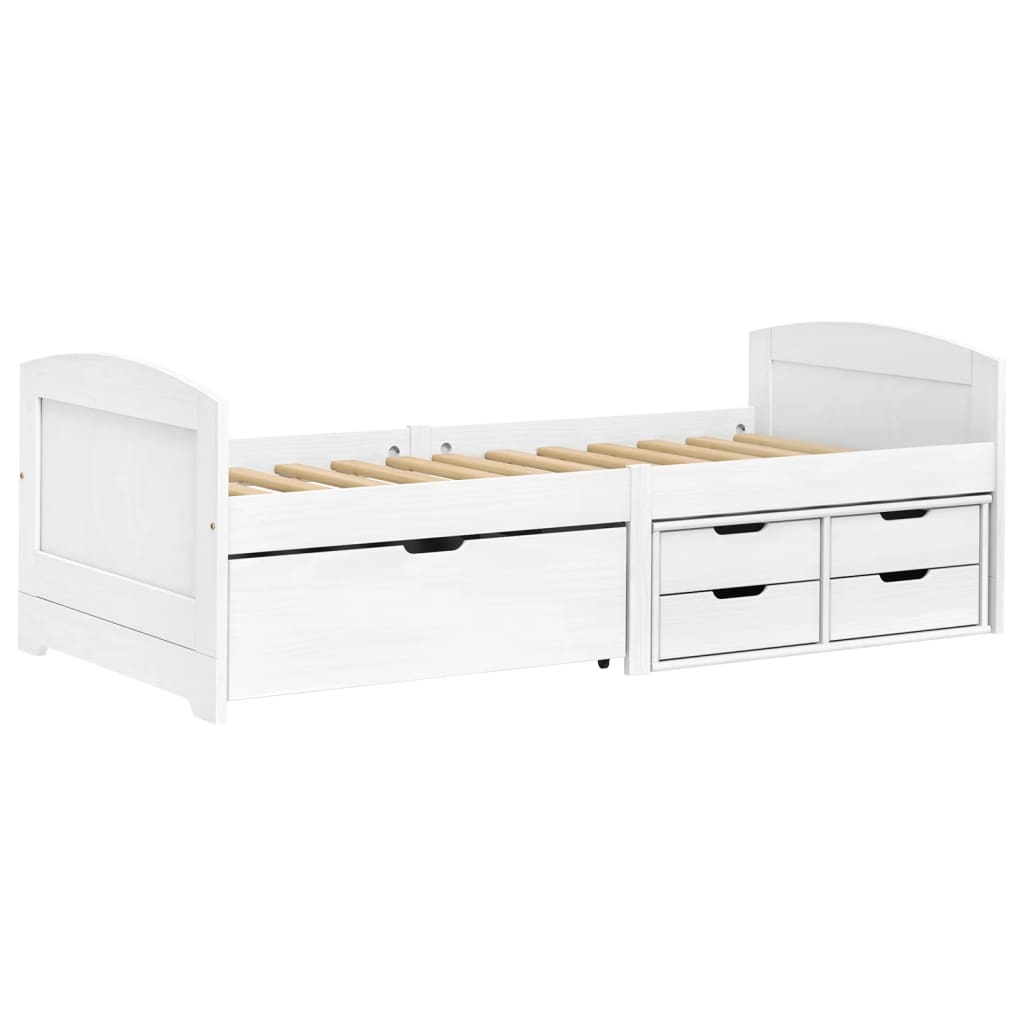 IRUN fehér tömör fenyőfa kanapéágy 5 fiókkal 90 x 200 cm