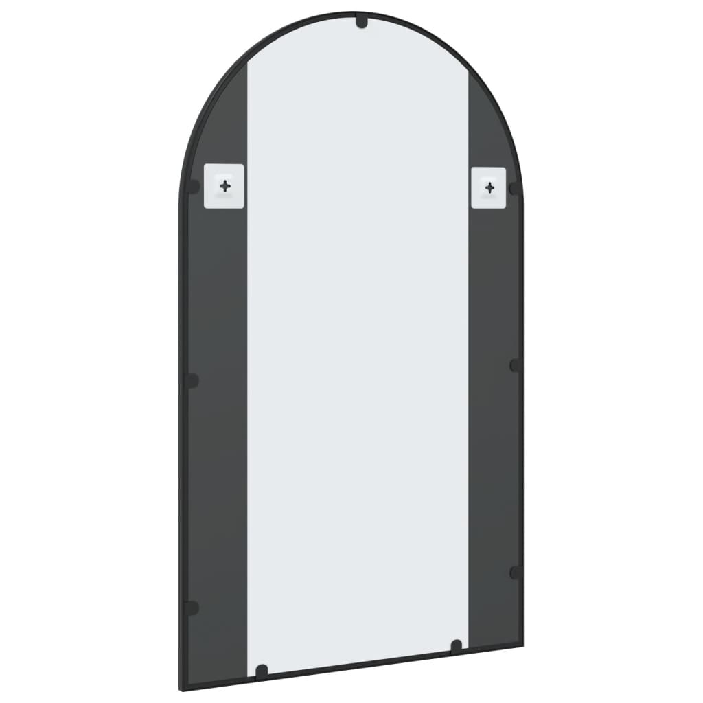 fekete ívelt vas fali tükör 60 x 100 cm