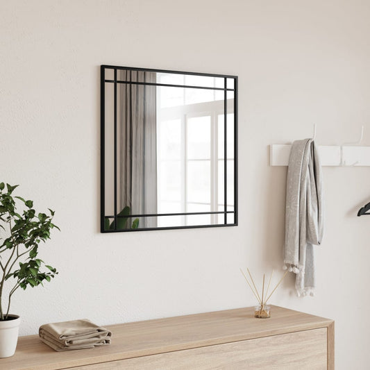 fekete négyzet alakú vas fali tükör 60 x 60 cm