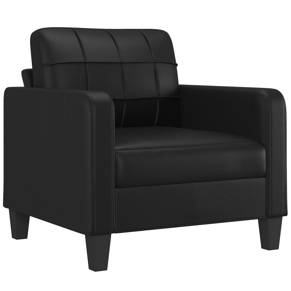 fekete műbőr kanapéfotel 60 cm