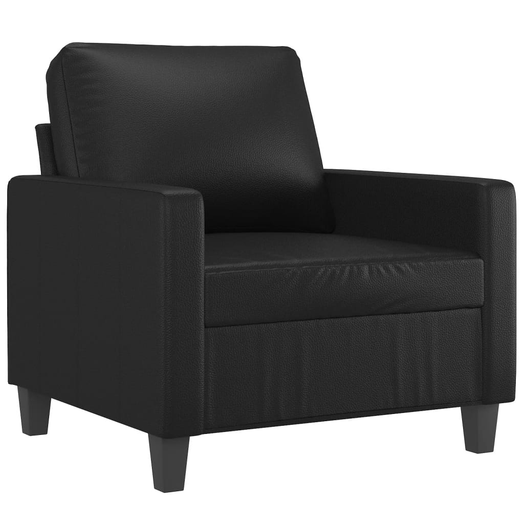 fekete műbőr kanapéfotel 60 cm