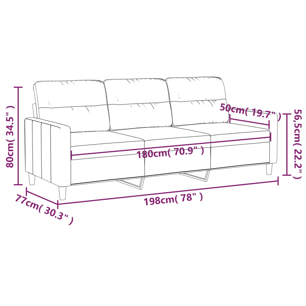 3 személyes sötétszürke szövet kanapé 180 cm