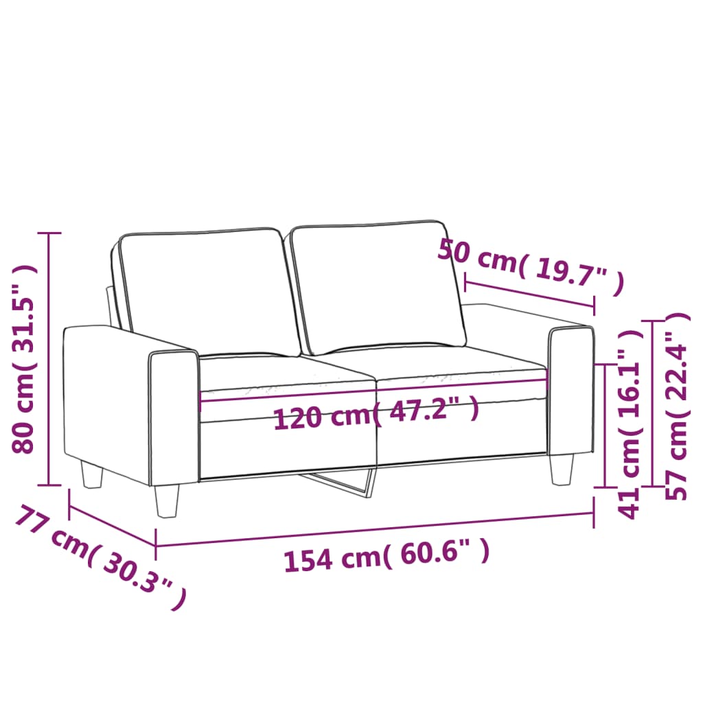 kétszemélyes világosszürke szövetkanapé 120 cm