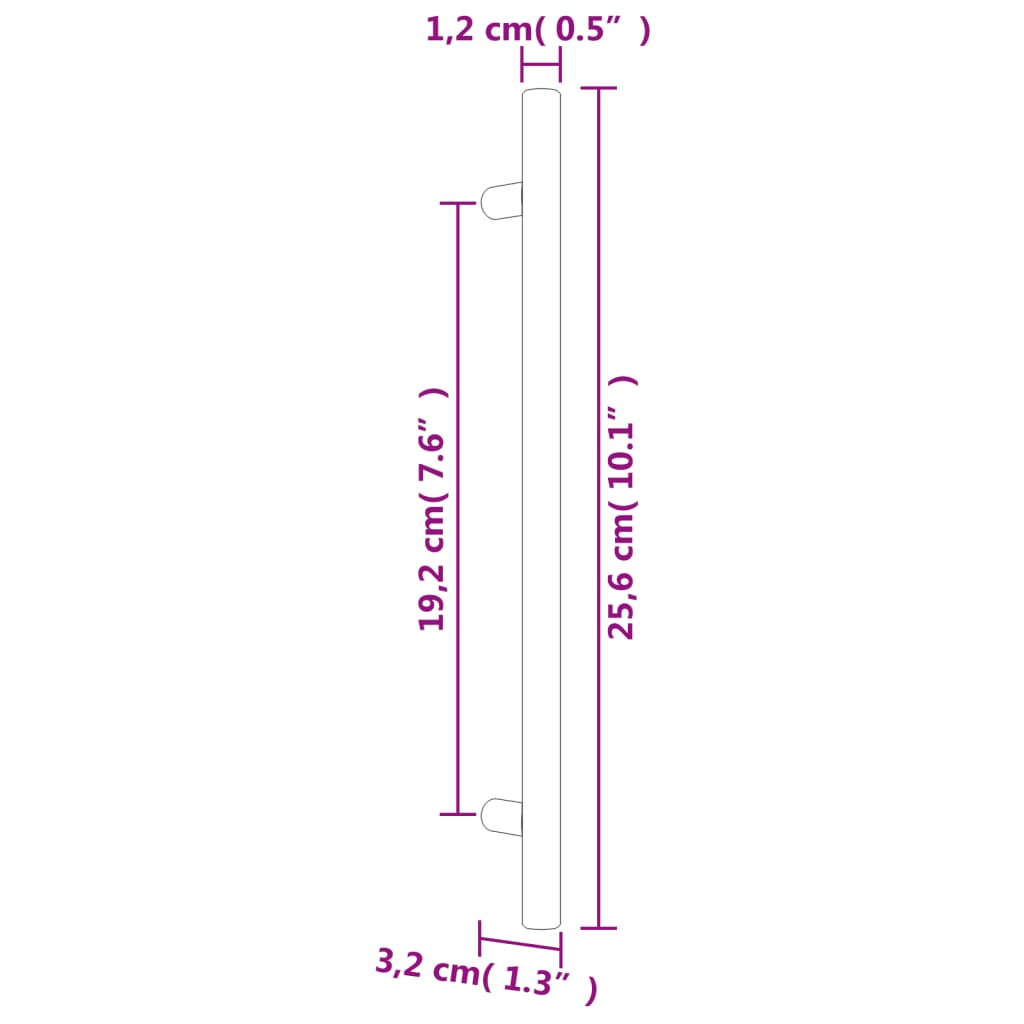 10 db fekete rozsdamentes acél szekrényfogantyú 192 mm