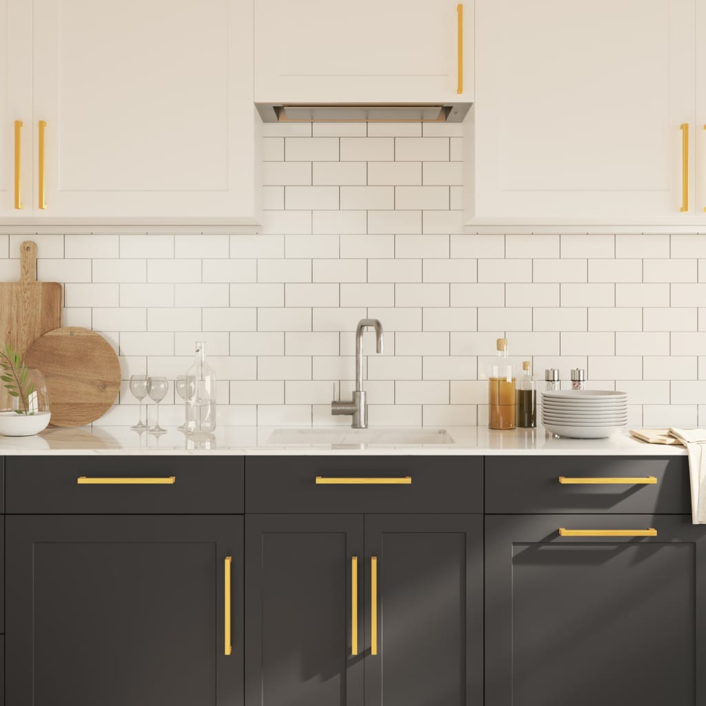 10 db aranyszínű rozsdamentes acél szekrényfogantyú 224 mm