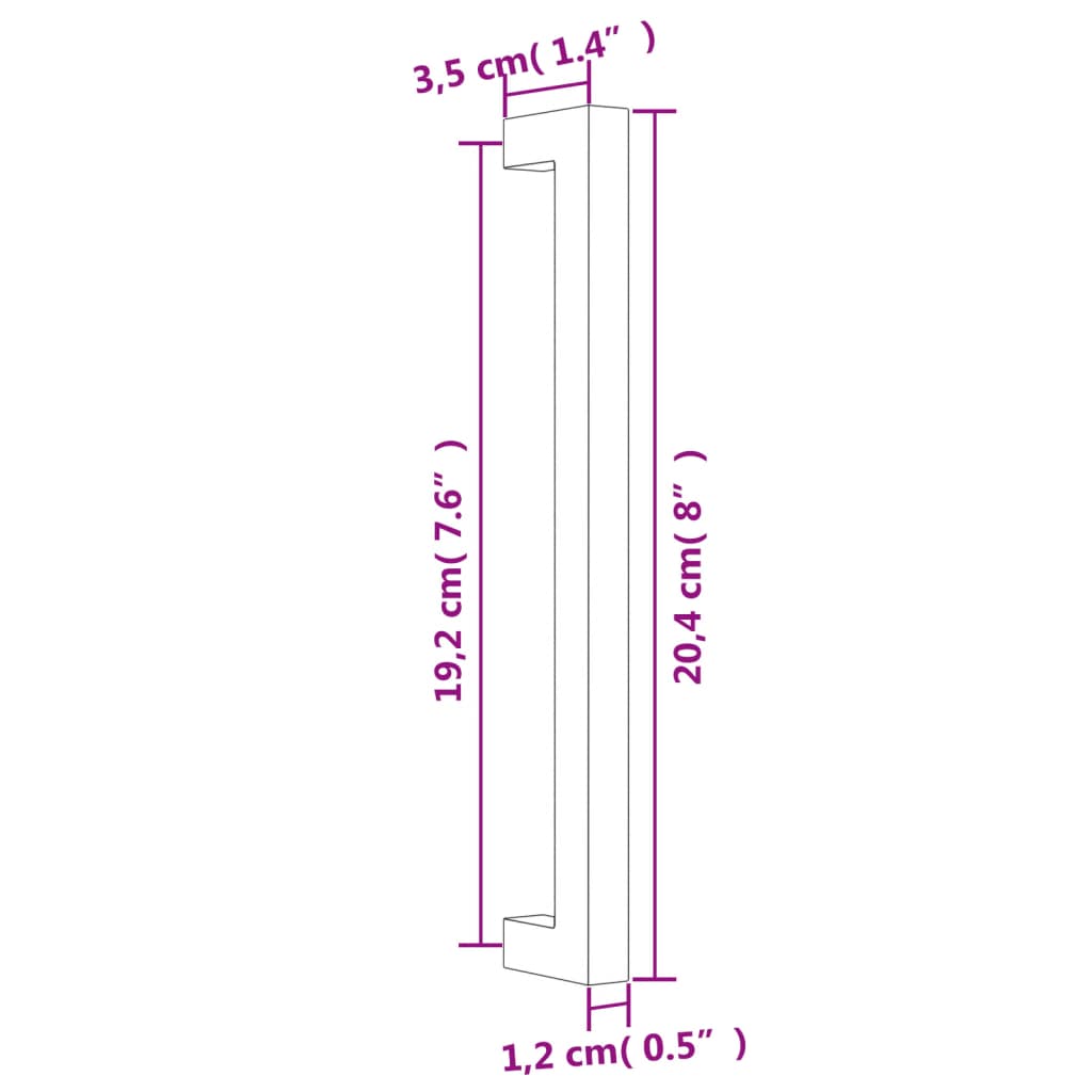 10 db fekete rozsdamentes acél szekrényfogantyú 192 mm