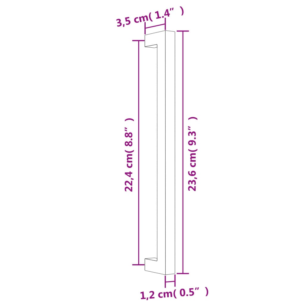 10 db fekete rozsdamentes acél szekrényfogantyú 224 mm