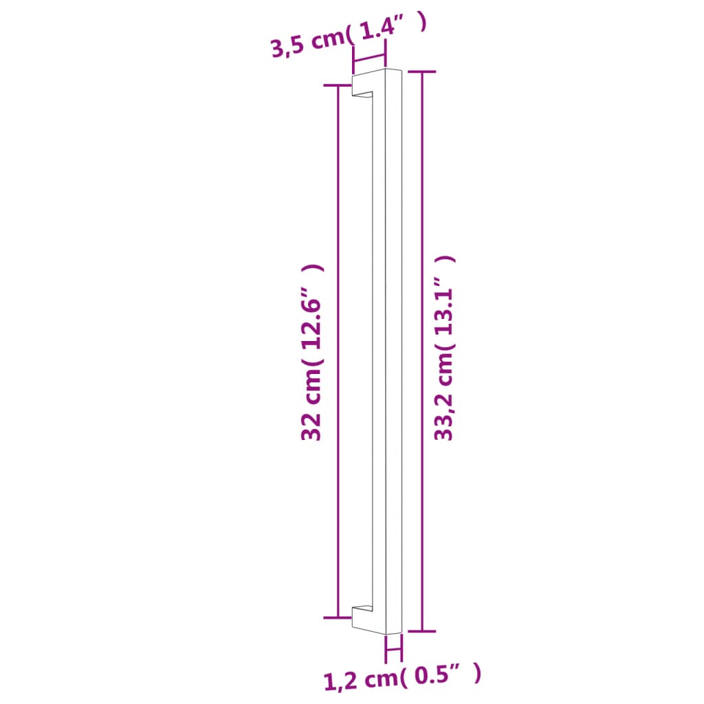 10 db fekete rozsdamentes acél szekrényfogantyú 320 mm
