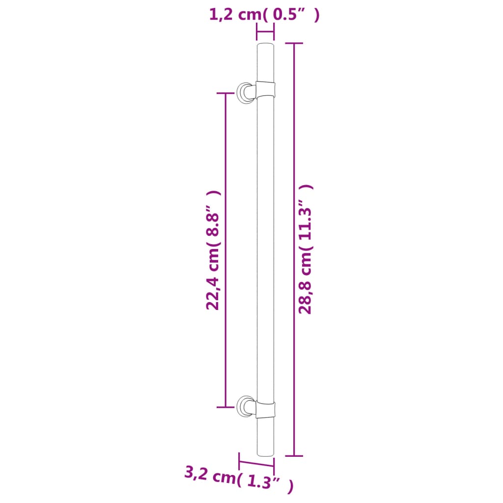 10 db fekete rozsdamentes acél szekrényfogantyú 224 mm